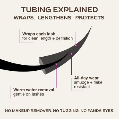 Arre Beauty Tubing Mascara - Lengthening Formula with Peptide Infused Lash Serum - Smudge-Proof, Warm Water Removal, Sensitive Eye Safe - Glossy Jet Black (Ace High) Avelisse