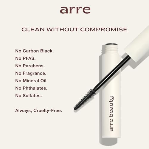 Arre Beauty Tubing Mascara - Lengthening Formula with Peptide Infused Lash Serum - Smudge-Proof, Warm Water Removal, Sensitive Eye Safe - Glossy Jet Black (Ace High) Avelisse