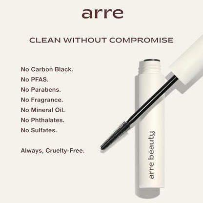 Arre Beauty Tubing Mascara - Lengthening Formula with Peptide Infused Lash Serum - Smudge-Proof, Warm Water Removal, Sensitive Eye Safe - Glossy Jet Black (Ace High) Avelisse