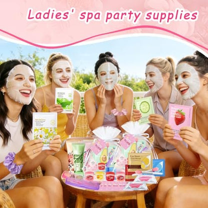 140 PCS Spa Party Supplies for Women: Ultimate Sleepover Spa Party Favors with Face Masks, Lip Balm, Bath Bombs & More Avelisse
