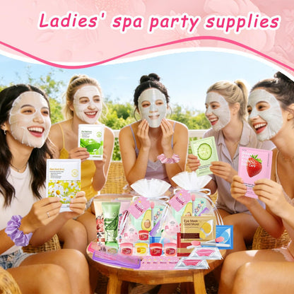 140 PCS Spa Party Supplies for Women: Ultimate Sleepover Spa Party Favors with Face Masks, Lip Balm, Bath Bombs & More Avelisse
