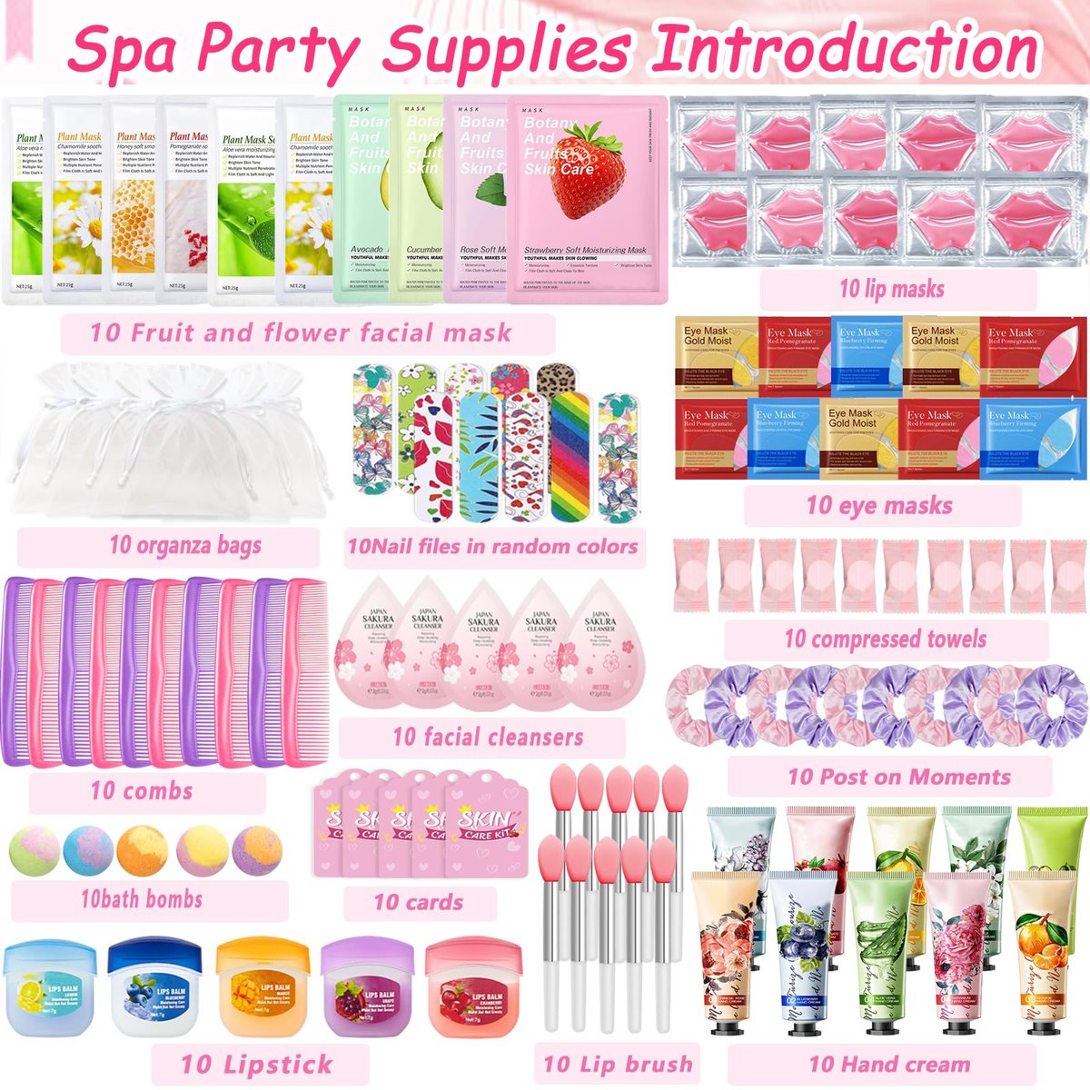 140 PCS Spa Party Supplies for Women: Ultimate Sleepover Spa Party Favors with Face Masks, Lip Balm, Bath Bombs & More Avelisse