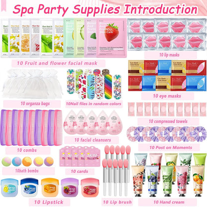 140 PCS Spa Party Supplies for Women: Ultimate Sleepover Spa Party Favors with Face Masks, Lip Balm, Bath Bombs & More Avelisse