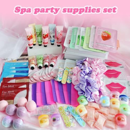 140 PCS Spa Party Supplies for Women: Ultimate Sleepover Spa Party Favors with Face Masks, Lip Balm, Bath Bombs & More Avelisse