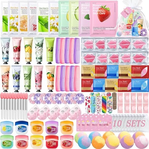 140 PCS Spa Party Supplies for Women: Ultimate Sleepover Spa Party Favors with Face Masks, Lip Balm, Bath Bombs & More Avelisse
