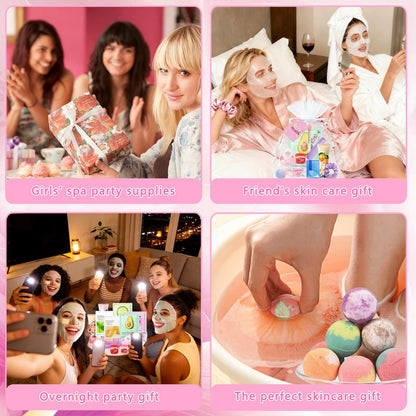 140 PCS Spa Party Supplies for Women: Ultimate Sleepover Spa Party Favors with Face Masks, Lip Balm, Bath Bombs & More Avelisse