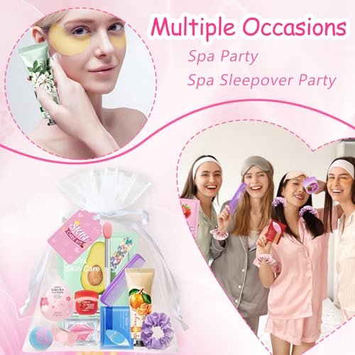 140 PCS Spa Party Supplies for Women: Ultimate Sleepover Spa Party Favors with Face Masks, Lip Balm, Bath Bombs & More Avelisse