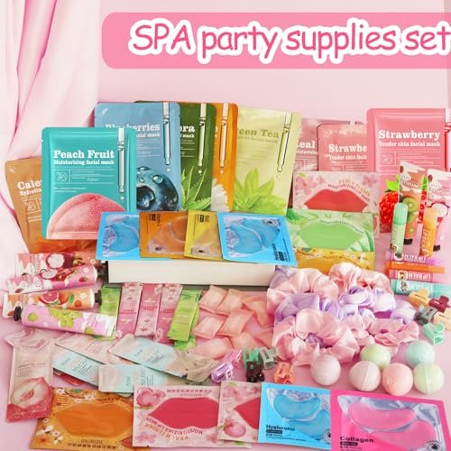 FOCone 156 PCS Spa Party Supplies for Women - Face Masks, Lip Balm, Under Eye Patches - Bridal, Wedding, Birthday, Sleepover Party Favors Kit Avelisse