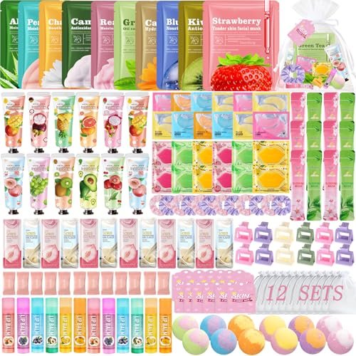 FOCone 156 PCS Spa Party Supplies for Women - Face Masks, Lip Balm, Under Eye Patches - Bridal, Wedding, Birthday, Sleepover Party Favors Kit Avelisse