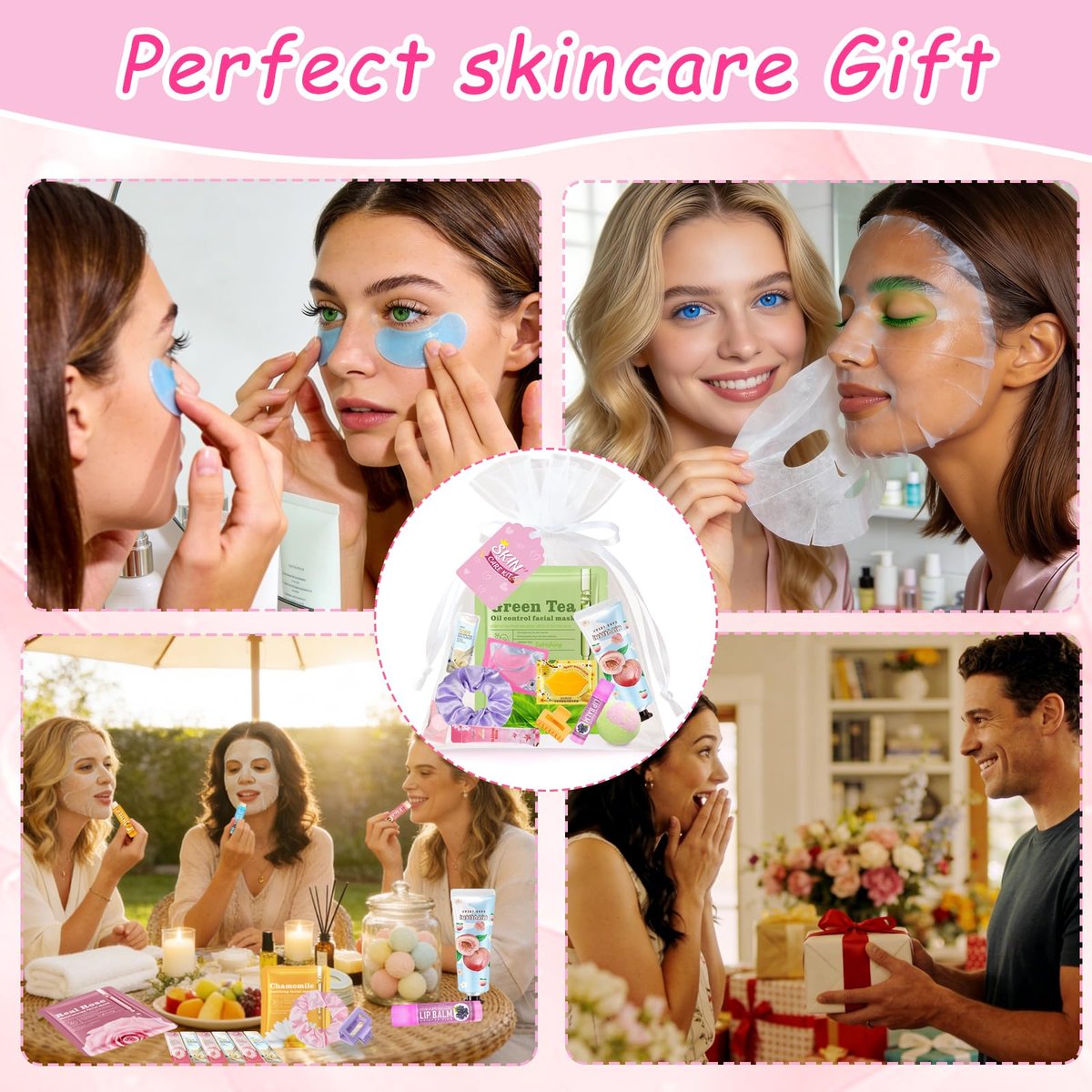 FOCone 156 PCS Spa Party Supplies for Women - Face Masks, Lip Balm, Under Eye Patches - Bridal, Wedding, Birthday, Sleepover Party Favors Kit Avelisse
