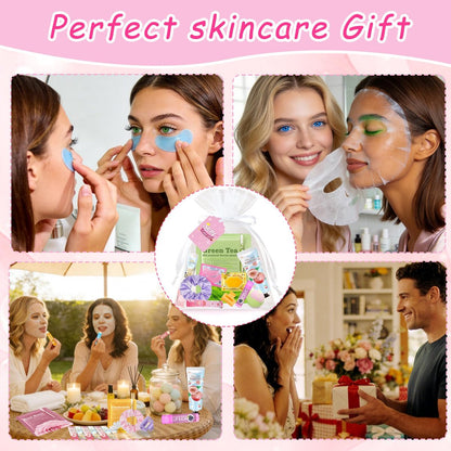 FOCone 156 PCS Spa Party Supplies for Women - Face Masks, Lip Balm, Under Eye Patches - Bridal, Wedding, Birthday, Sleepover Party Favors Kit Avelisse