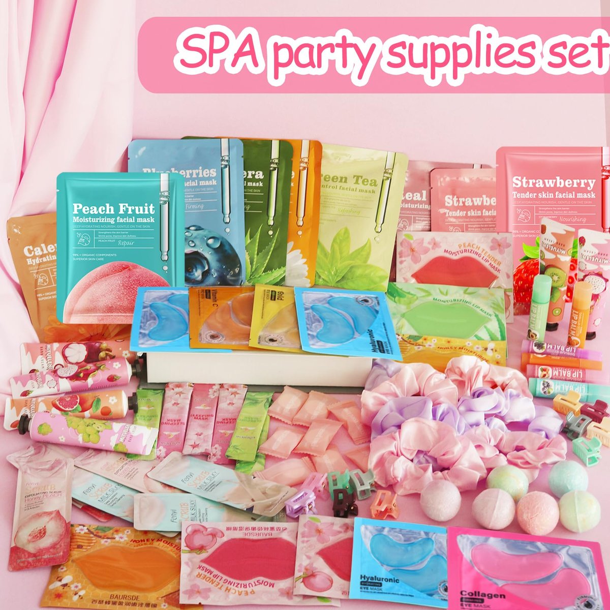 FOCone 156 PCS Spa Party Supplies for Women - Face Masks, Lip Balm, Under Eye Patches - Bridal, Wedding, Birthday, Sleepover Party Favors Kit Avelisse