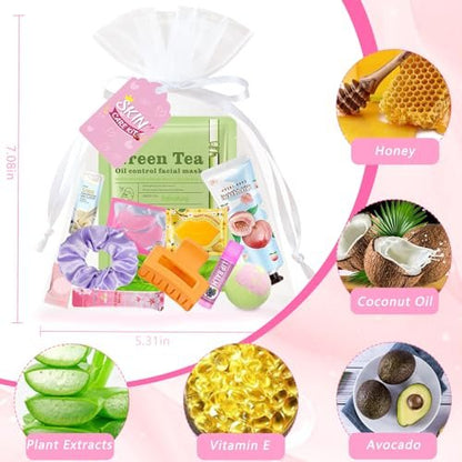 FOCone 156 PCS Spa Party Supplies for Women - Face Masks, Lip Balm, Under Eye Patches - Bridal, Wedding, Birthday, Sleepover Party Favors Kit Avelisse
