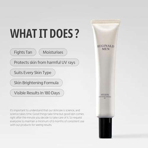 Reginald Men Helios Moisturizing Sunscreen AM SPF 50+ PA++++ - Daily Face & Body Sun Protection, 1.76 oz Avelisse