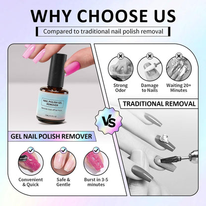 UAOE Gel Nail Remover Kit – Magic Gel Remover for Nails, Professional Gel Polish Remover, No Soaking or Wrapping, Quick & Easy Removal (15ml)