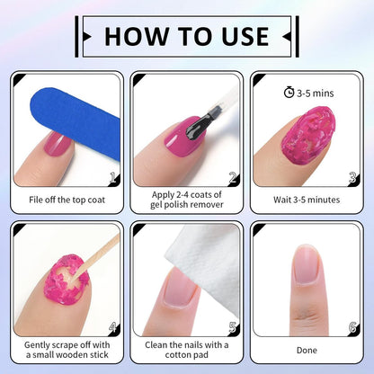 UAOE Gel Nail Remover Kit – Magic Gel Remover for Nails, Professional Gel Polish Remover, No Soaking or Wrapping, Quick & Easy Removal (15ml)