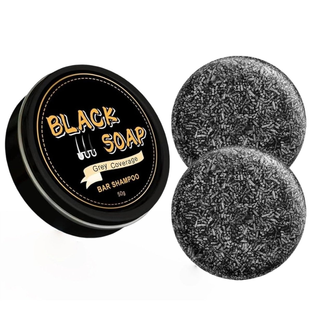 FHH 2-Pack Gray Hair Reverse Bar Soap - Black Soap for Gray Hair & Beard Darkening, Deep Clean & Nourish Scalp - Natural Hair Soap Bar for Men and Women Avelisse
