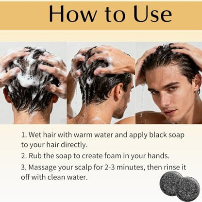 FHH 2-Pack Gray Hair Reverse Bar Soap - Black Soap for Gray Hair & Beard Darkening, Deep Clean & Nourish Scalp - Natural Hair Soap Bar for Men and Women Avelisse
