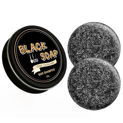 FHH 2-Pack Gray Hair Reverse Bar Soap - Black Soap for Gray Hair & Beard Darkening, Deep Clean & Nourish Scalp - Natural Hair Soap Bar for Men and Women Avelisse