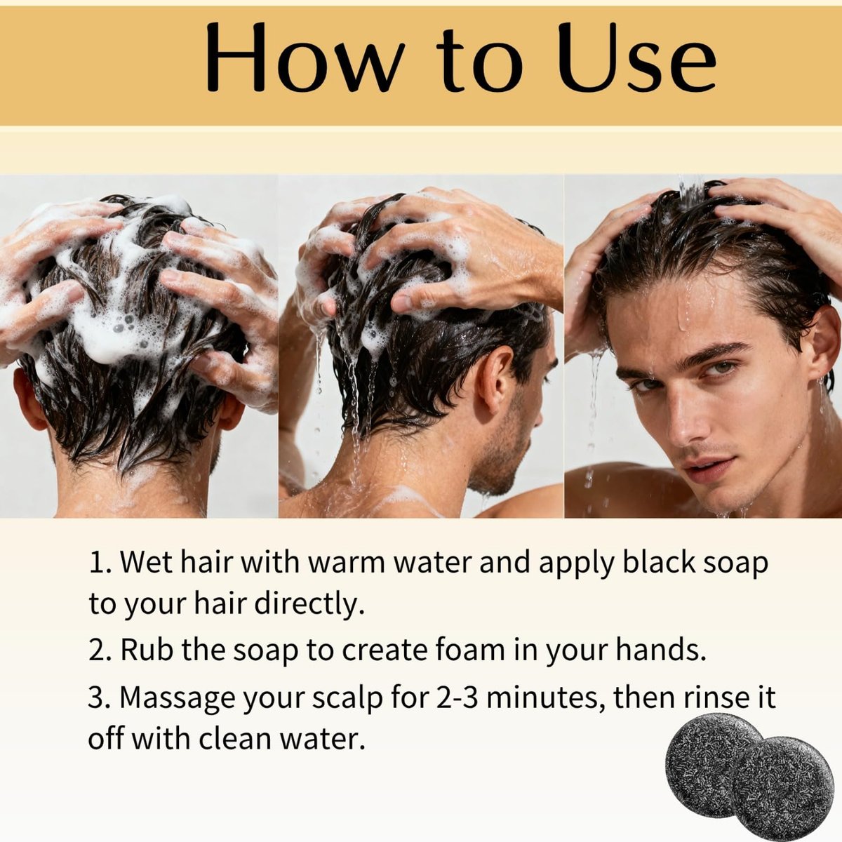 FHH 2-Pack Gray Hair Reverse Bar Soap - Black Soap for Gray Hair & Beard Darkening, Deep Clean & Nourish Scalp - Natural Hair Soap Bar for Men and Women Avelisse