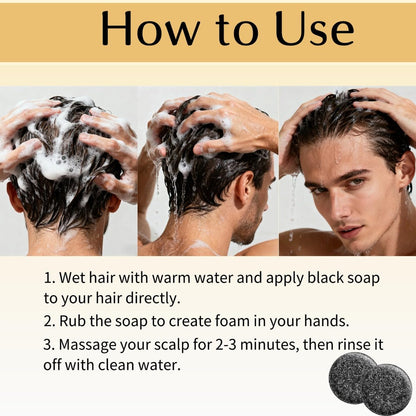 FHH 2-Pack Gray Hair Reverse Bar Soap - Black Soap for Gray Hair & Beard Darkening, Deep Clean & Nourish Scalp - Natural Hair Soap Bar for Men and Women Avelisse