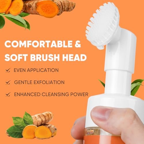 OAKDOLCHE 4-Piece Turmeric Wash Set: Face Wash with Brush, Kojic Acid Soap Bars, Cleansing Pads & Foaming Nets for Deep Facial & Body Cleansing Avelisse