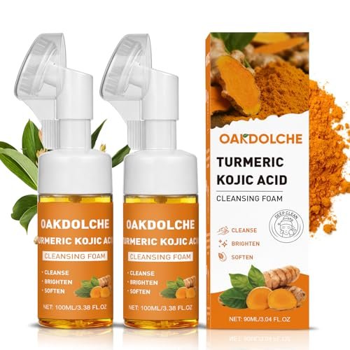 OAKDOLCHE 2-Pack Turmeric Facial Cleanser with Brush – Deep Exfoliating Face Wash for All Skin Types, 3.04 Fl Oz Each Avelisse