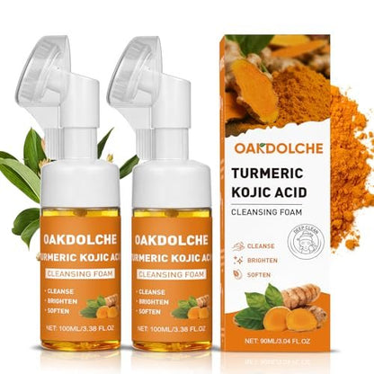 OAKDOLCHE 2-Pack Turmeric Facial Cleanser with Brush – Deep Exfoliating Face Wash for All Skin Types, 3.04 Fl Oz Each Avelisse