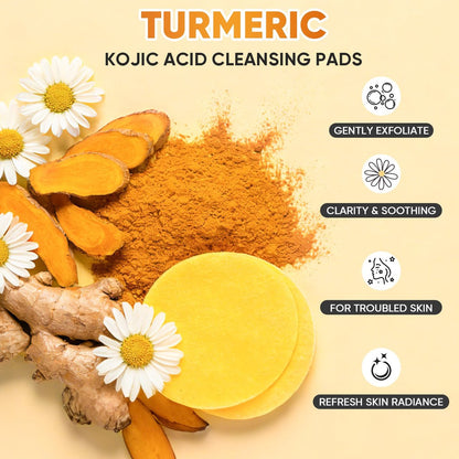 OAKDOLCHE 4-Piece Turmeric Wash Set: Face Wash with Brush, Kojic Acid Soap Bars, Cleansing Pads & Foaming Nets for Deep Facial & Body Cleansing Avelisse