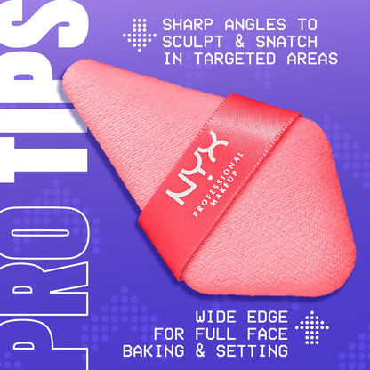 NYX PROFESSIONAL MAKEUP Wonder Setting Powder Puff Applicator – Soft, Reusable Triangle Powder Puff for Loose & Pressed Powders, Baking & Brightening