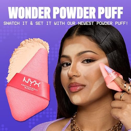 NYX PROFESSIONAL MAKEUP Wonder Setting Powder Puff Applicator – Soft, Reusable Triangle Powder Puff for Loose & Pressed Powders, Baking & Brightening