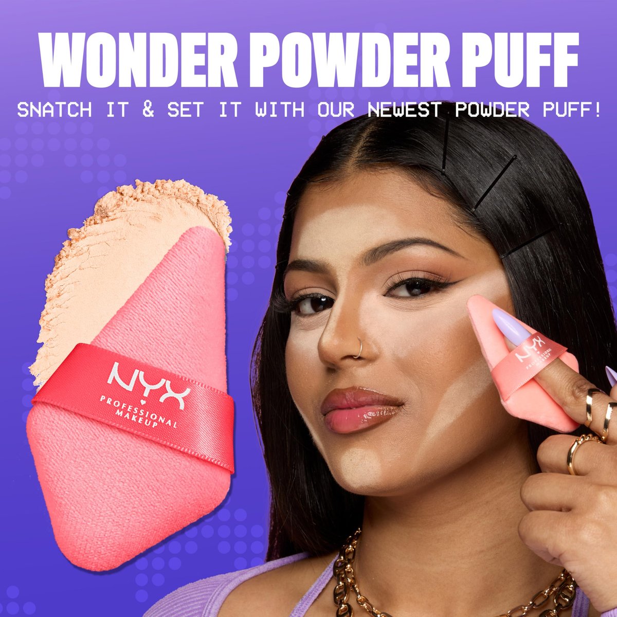 NYX PROFESSIONAL MAKEUP Wonder Setting Powder Puff Applicator – Soft, Reusable Triangle Powder Puff for Loose & Pressed Powders, Baking & Brightening - görsel 5