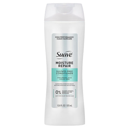 Suave Moisture Repair Conditioner, Sulfate-Free, Restored Moisture with Every Wash, Safe for Color Treated Hair, 12.6 oz