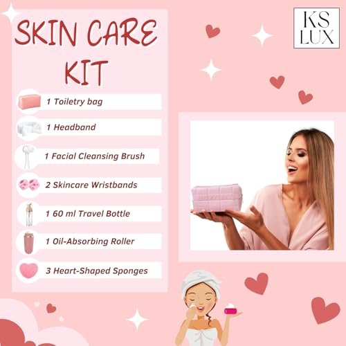 KS LUX Pink Skincare Tools Set for Teens – – Portable & Compact: The dimensions (25.5 x 12.5 x 5.5 cm) make it – Image 5