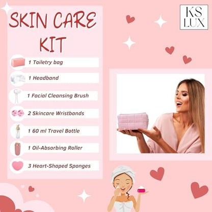 KS LUX Pink Skincare Tools Set for Teens – – Portable & Compact: The dimensions (25.5 x 12.5 x 5.5 cm) make it – Image 5