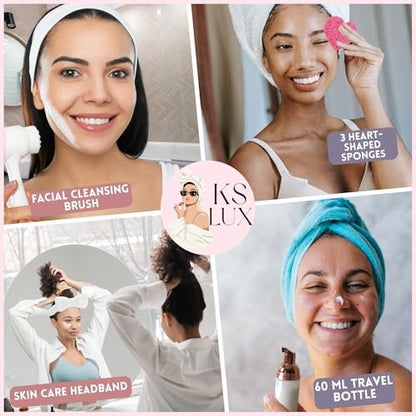 KS LUX Pink Skincare Tools Set for Teens – – Gentle on Skin: All tools are designed with soft, non-abrasive – Image 7