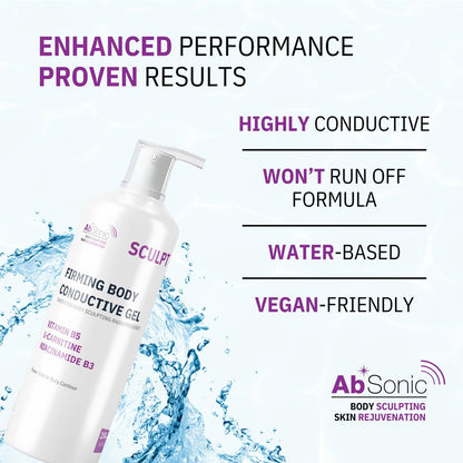 Absonic Sculpt Firming Cavitation Conductive Gel - Toning Gel with L-Carnitine & Vitamin B5 for Body Cavitation, Sculpting & Tightening Devices - 8.5oz - Made in USA Avelisse