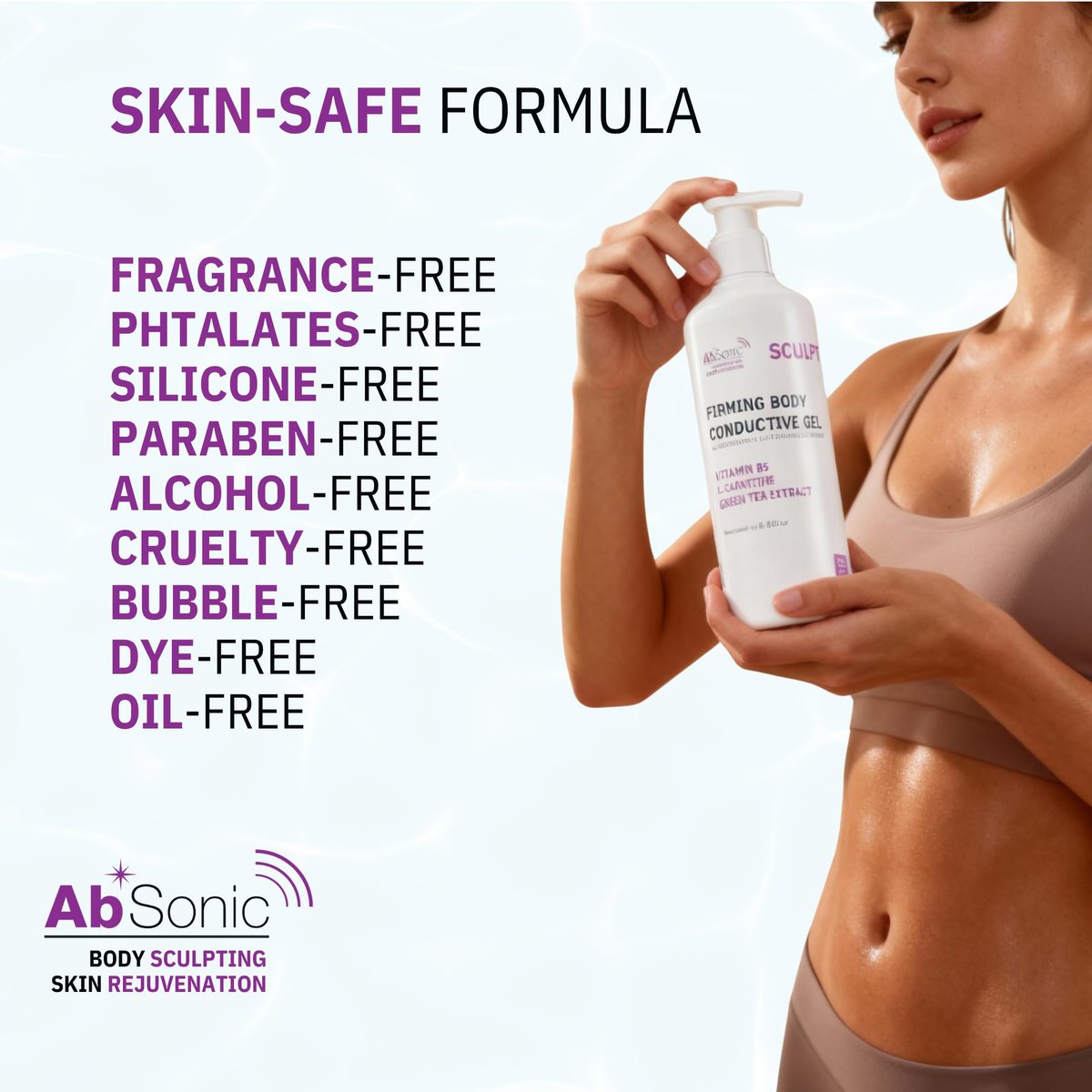 Absonic Sculpt Firming Cavitation Conductive Gel - Toning Gel with L-Carnitine & Vitamin B5 for Body Cavitation, Sculpting & Tightening Devices - 8.5oz - Made in USA Avelisse