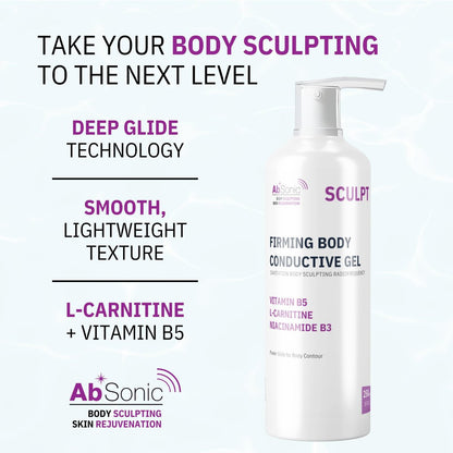 Absonic Sculpt Firming Cavitation Conductive Gel - Toning Gel with L-Carnitine & Vitamin B5 for Body Cavitation, Sculpting & Tightening Devices - 8.5oz - Made in USA Avelisse