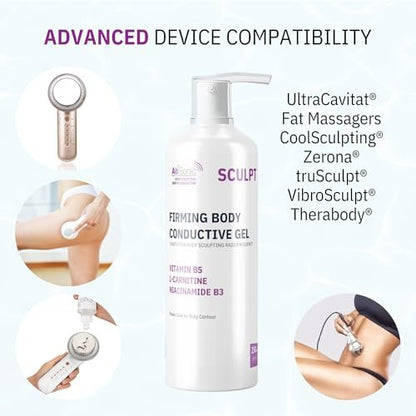 Absonic Sculpt Firming Cavitation Conductive Gel - Toning Gel with L-Carnitine & Vitamin B5 for Body Cavitation, Sculpting & Tightening Devices - 8.5oz - Made in USA Avelisse