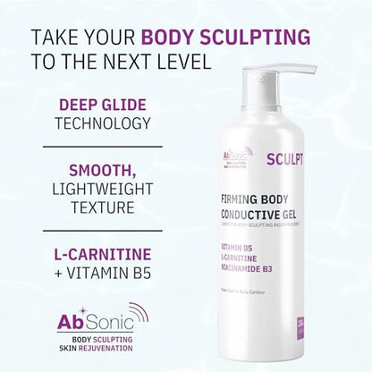 Absonic Sculpt Firming Cavitation Conductive Gel - Toning Gel with L-Carnitine & Vitamin B5 for Body Cavitation, Sculpting & Tightening Devices - 8.5oz - Made in USA Avelisse