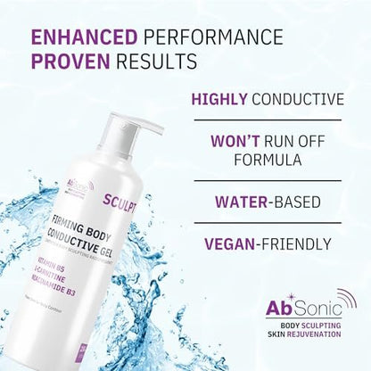 Absonic Sculpt Firming Cavitation Conductive Gel - Toning Gel with L-Carnitine & Vitamin B5 for Body Cavitation, Sculpting & Tightening Devices - 8.5oz - Made in USA Avelisse