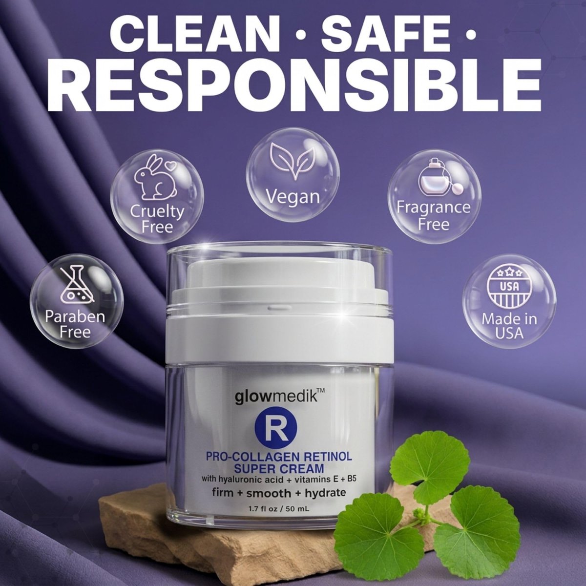 Glowmedik Retinol Cream for Face – Anti-Aging Night Moisturizer with Collagen & Hyaluronic Acid – Deep Wrinkle Repair for Women & Men – Made in USA – 1.7 fl oz Avelisse