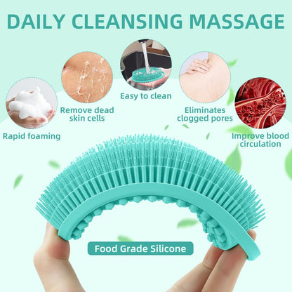 Double-Sided Silicone Body Scrubber 4 Pack – Soft Exfoliating Loofah for Men & Women, Quick Foaming Body Wash Scrubber with Hanging Handle (4 Colors)