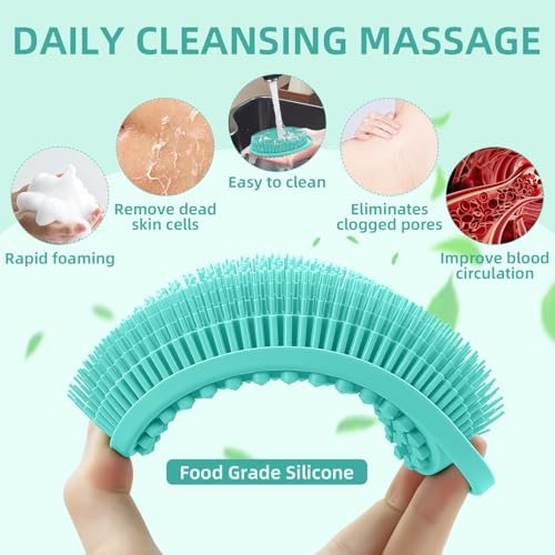 Double-Sided Silicone Body Scrubber 4 Pack – Soft Exfoliating Loofah for Men & Women, Quick Foaming Body Wash Scrubber with Hanging Handle (4 Colors) - görsel 4