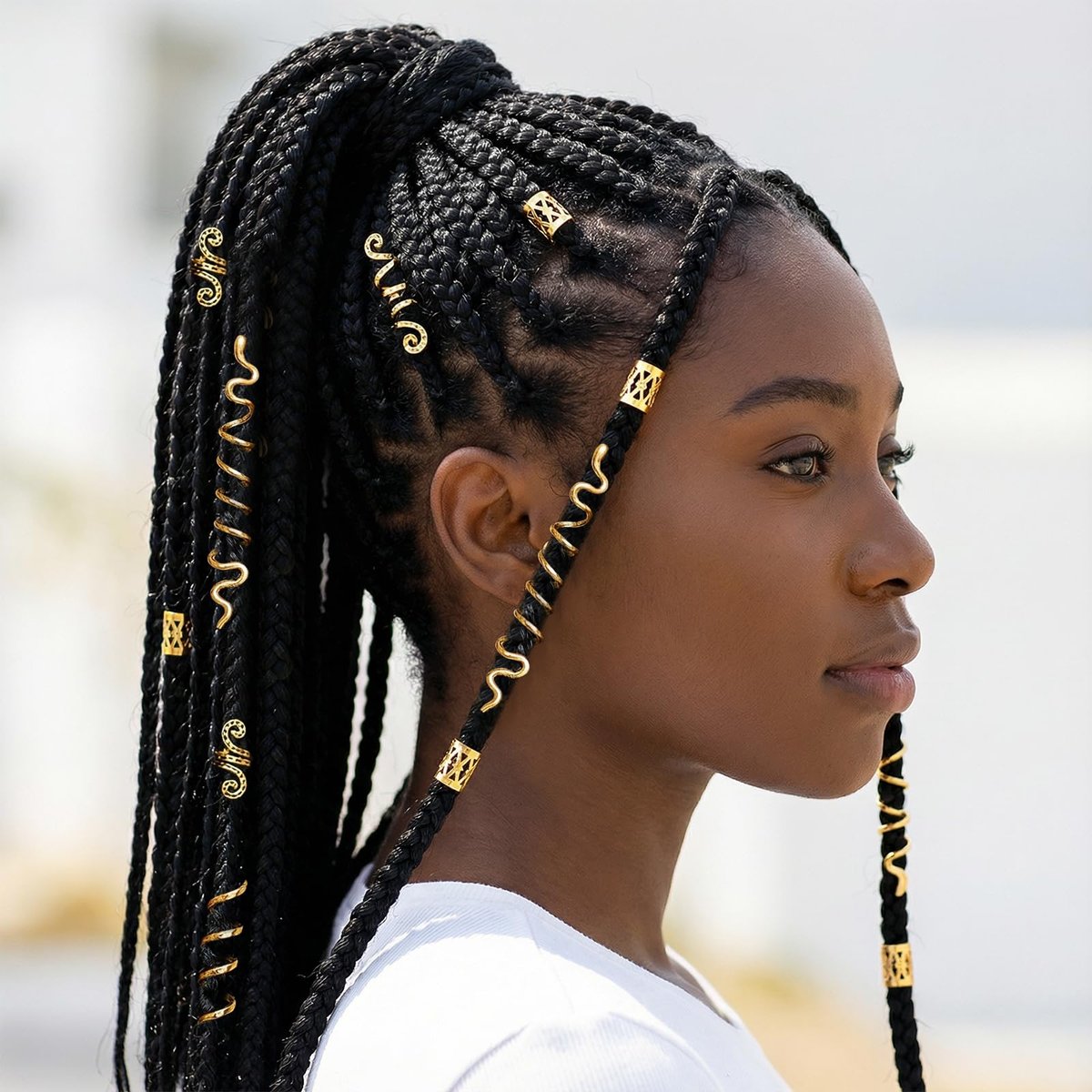 QFGasre 28-Piece Gold Hair Jewelry Set – Snake Hair Clips, Dreadlock Beads & Barrettes for Women, Braids Accessories, Valentines Day Gift - görsel 9