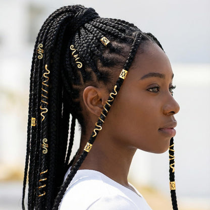 QFGasre 28-Piece Gold Hair Jewelry Set – Snake Hair Clips, Dreadlock Beads & Barrettes for Women, Braids Accessories, Valentines Day Gift