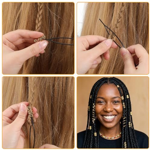 QFGasre 28-Piece Gold Hair Jewelry Set – Snake Hair Clips, Dreadlock Beads & Barrettes for Women, Braids Accessories, Valentines Day Gift - görsel 12