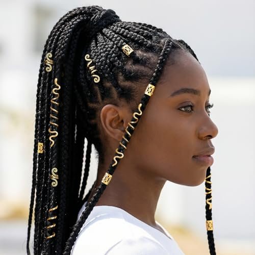 QFGasre 28-Piece Gold Hair Jewelry Set – Snake Hair Clips, Dreadlock Beads & Barrettes for Women, Braids Accessories, Valentines Day Gift - görsel 10