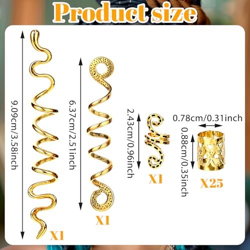 QFGasre 28-Piece Gold Hair Jewelry Set – Snake Hair Clips, Dreadlock Beads & Barrettes for Women, Braids Accessories, Valentines Day Gift - görsel 4